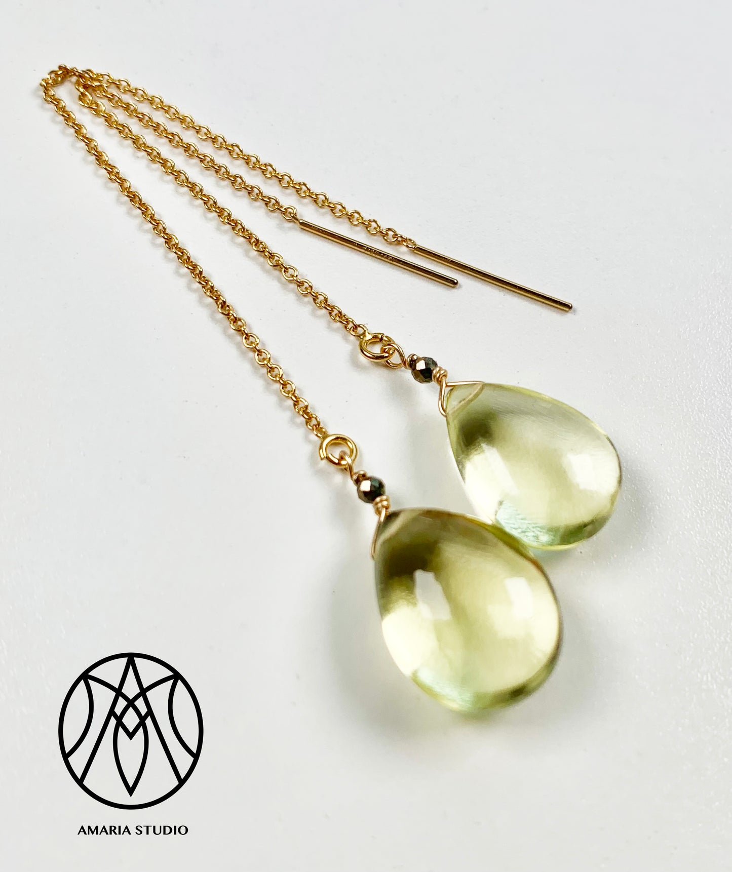 Citrine drop chain earrings - Amaria Studio