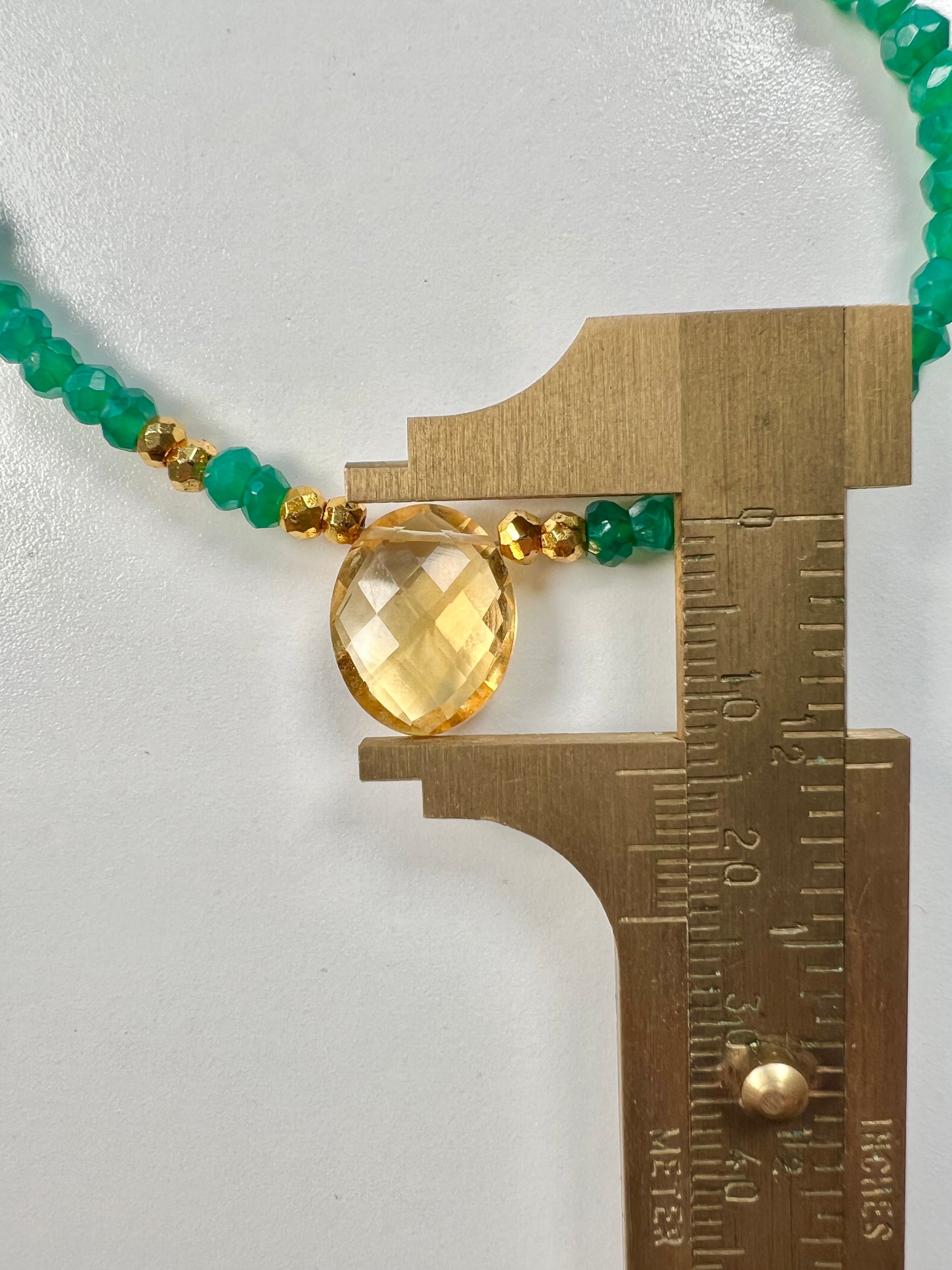 Beaded green onyx citrine necklace - Amaria Studio