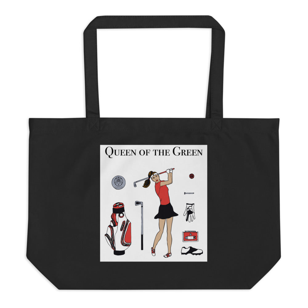 Large organic golf girl tote bag, Queen of the Green - Amaria Studio
