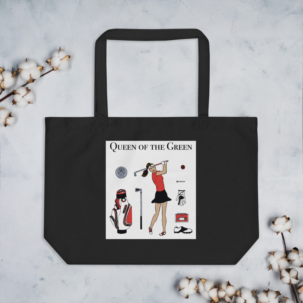 Large organic golf girl tote bag, Queen of the Green - Amaria Studio