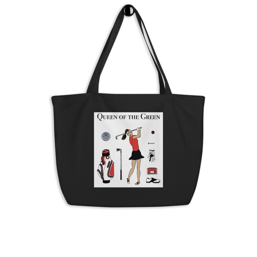 Large organic golf girl tote bag, Queen of the Green - Amaria Studio