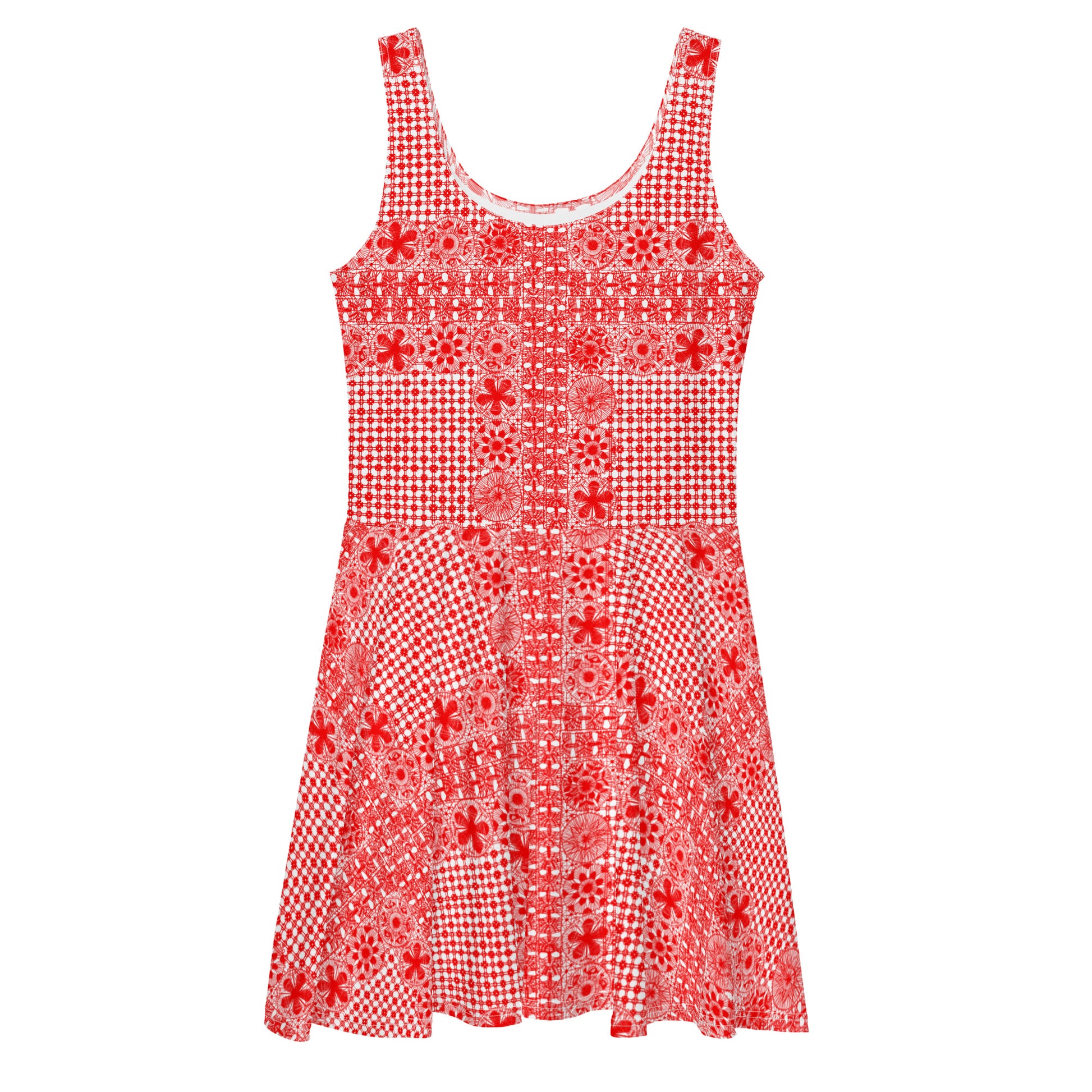 Ñanduti lace skater Dress red - Amaria Studio