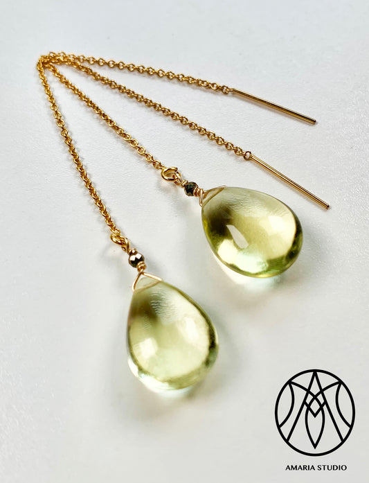 Citrine drop chain earrings - Amaria Studio