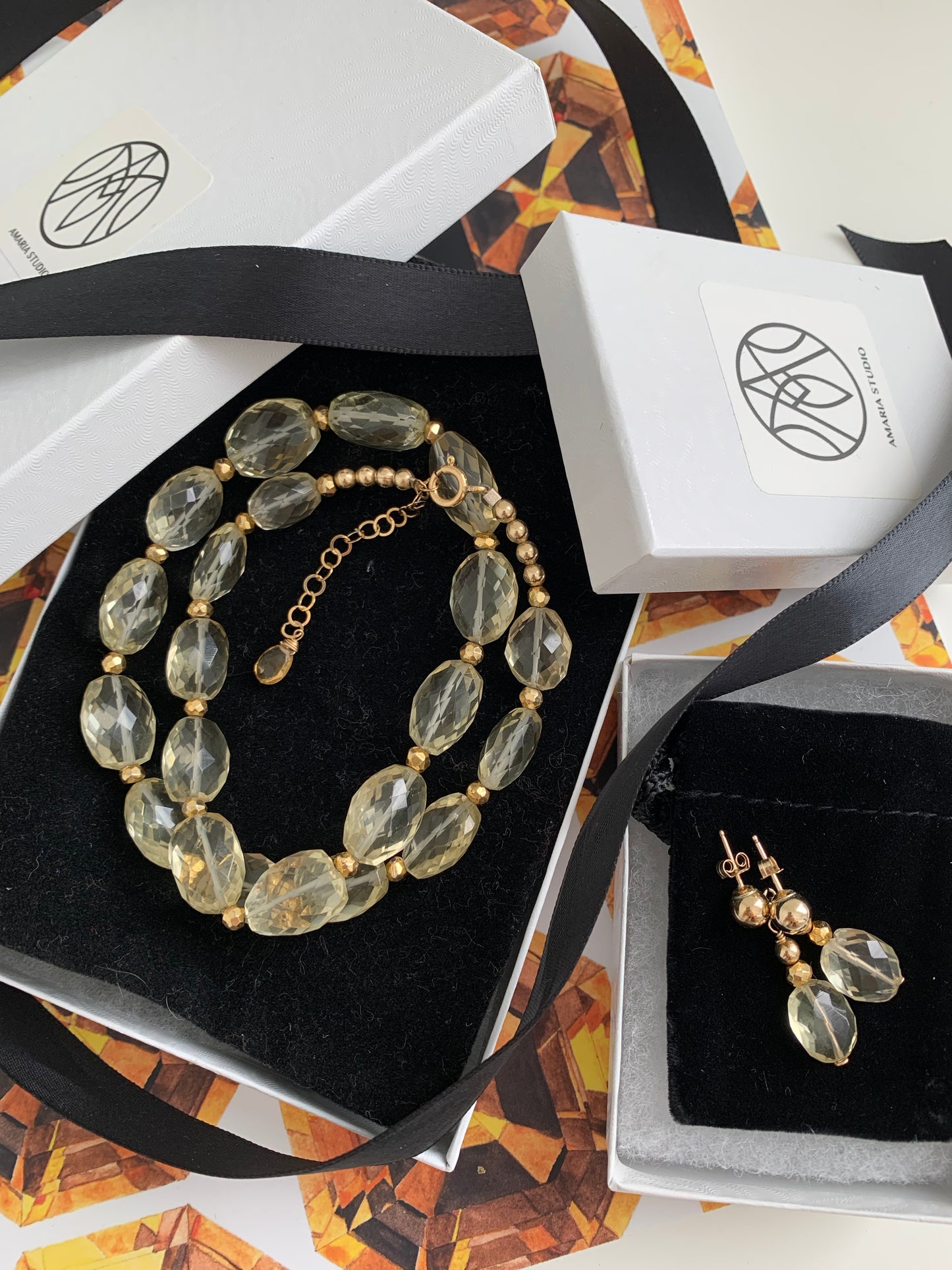 Faceted citrine necklace - Amaria Studio