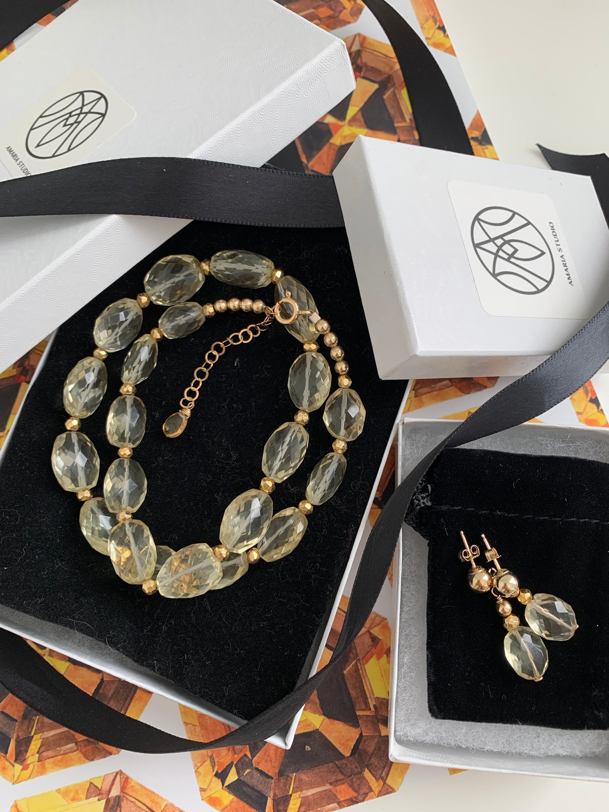 Faceted citrine necklace - Amaria Studio