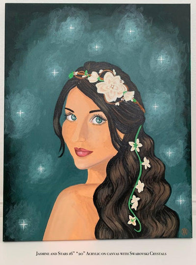 Jasmine and Stars Painting - Amaria Studio