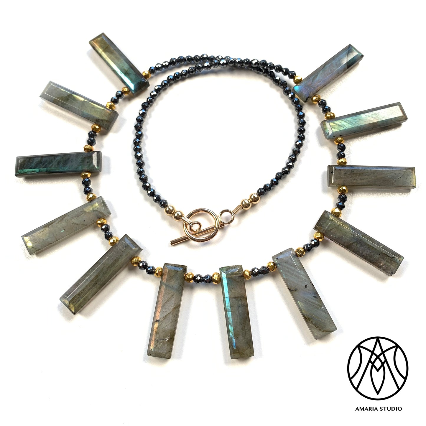 Labradorite hematite necklace - Amaria Studio