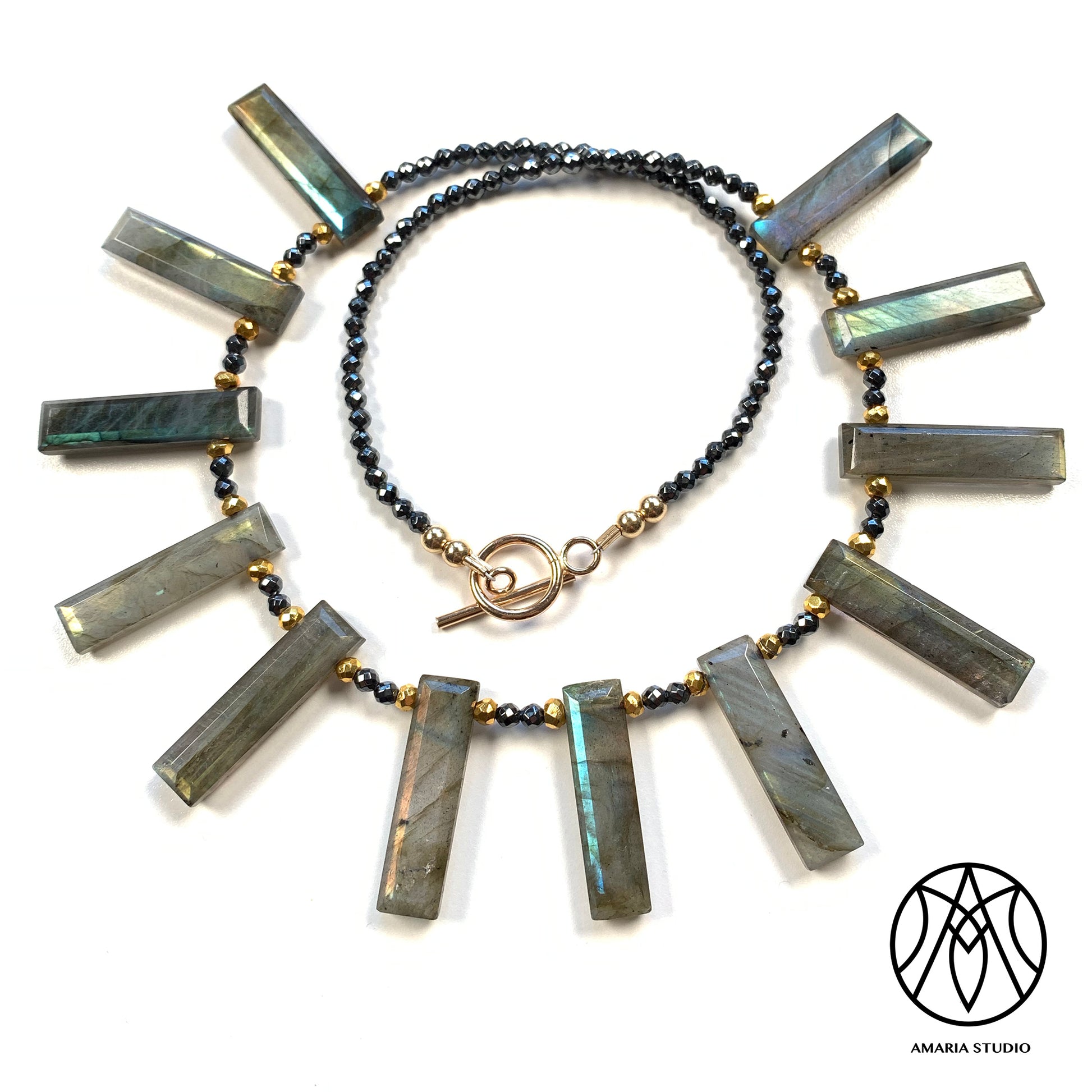 Labradorite hematite necklace - Amaria Studio