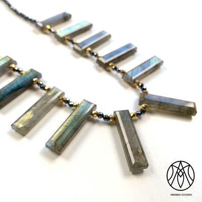 Labradorite hematite necklace - Amaria Studio