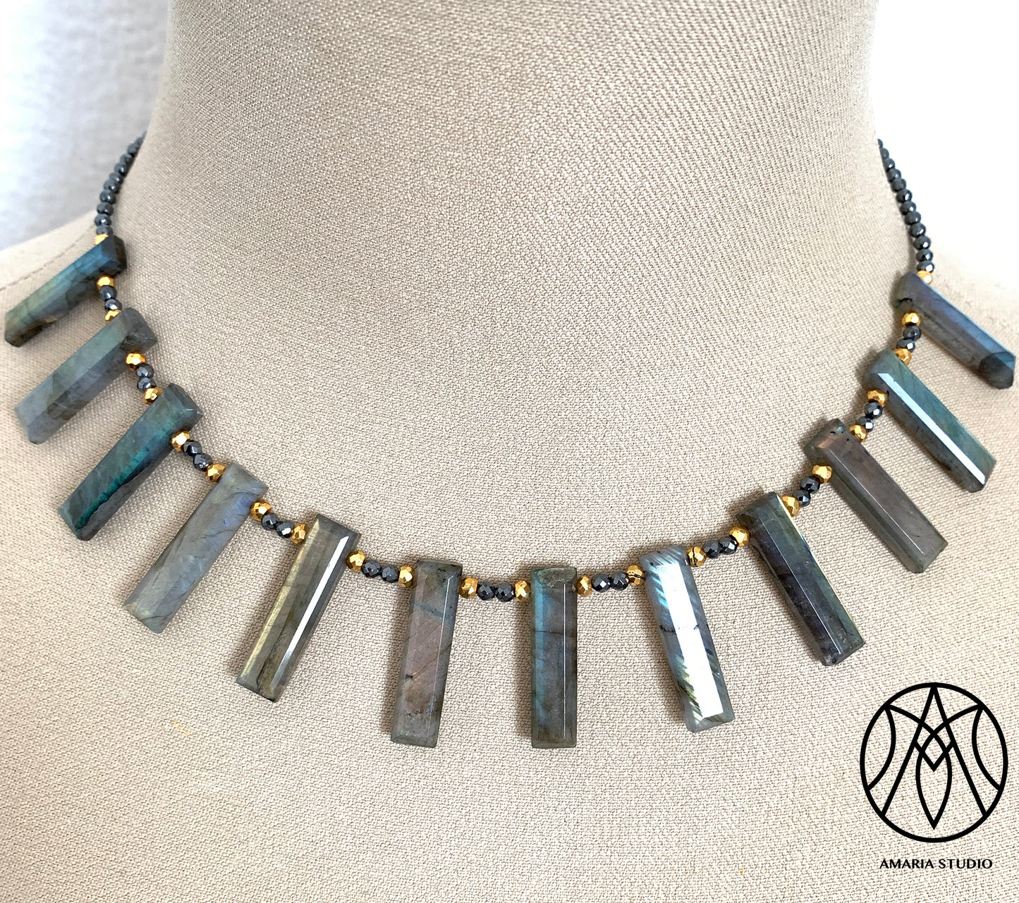 Labradorite hematite necklace - Amaria Studio