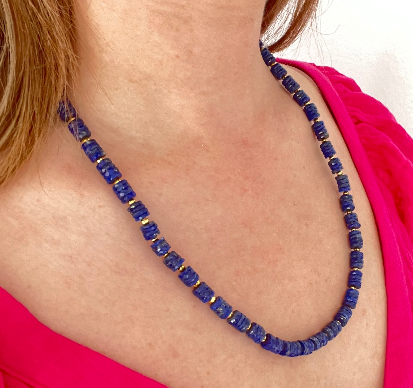 Lapis lazuli faceted heishi necklace - Amaria Studio