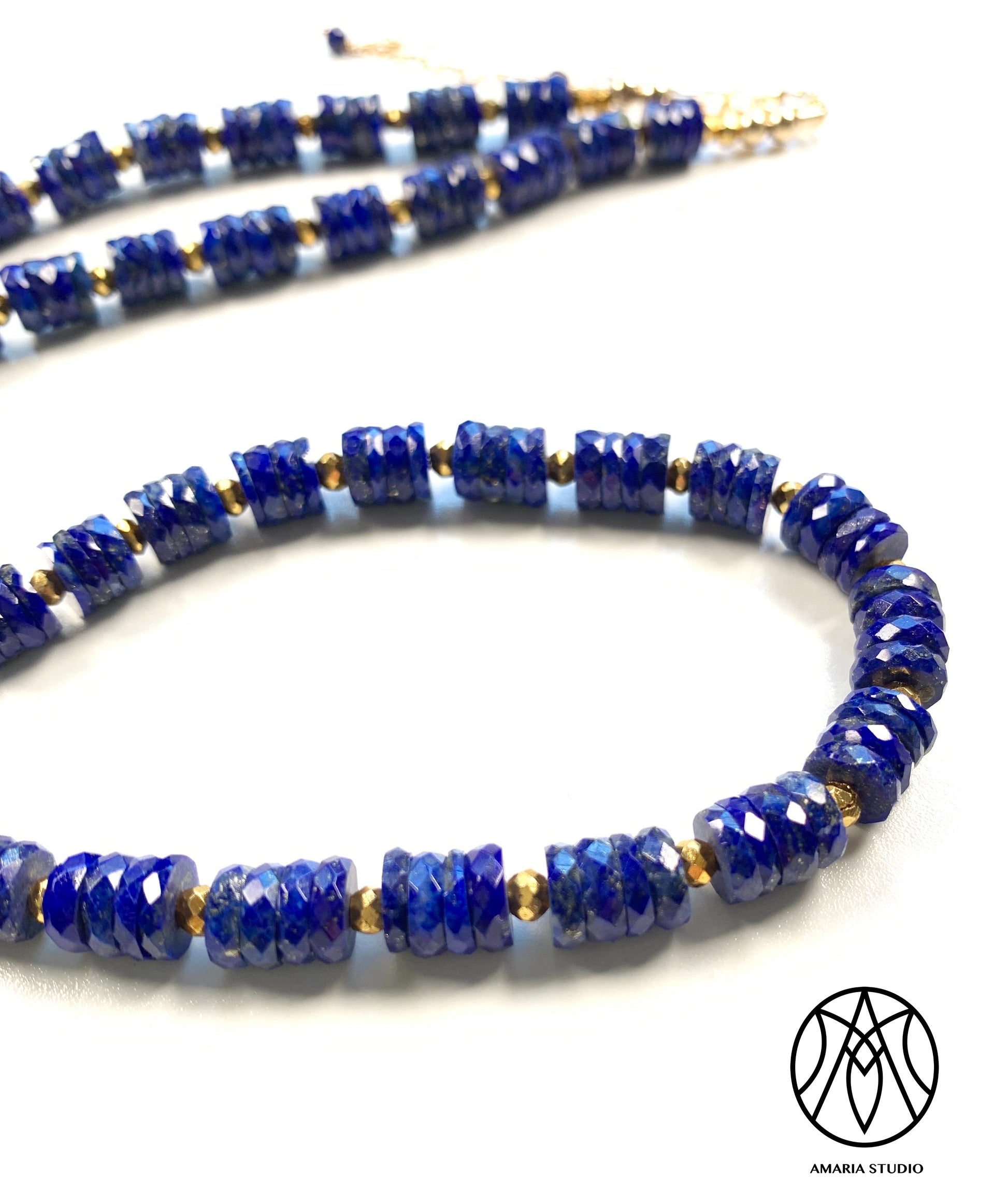 Lapis lazuli faceted heishi necklace - Amaria Studio