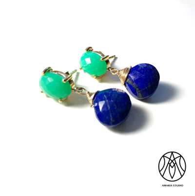 Chrysoprase and lapis lazuli earrings - Amaria Studio