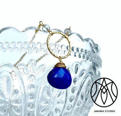 Lapis Lazuli and white topaz necklace - Amaria Studio