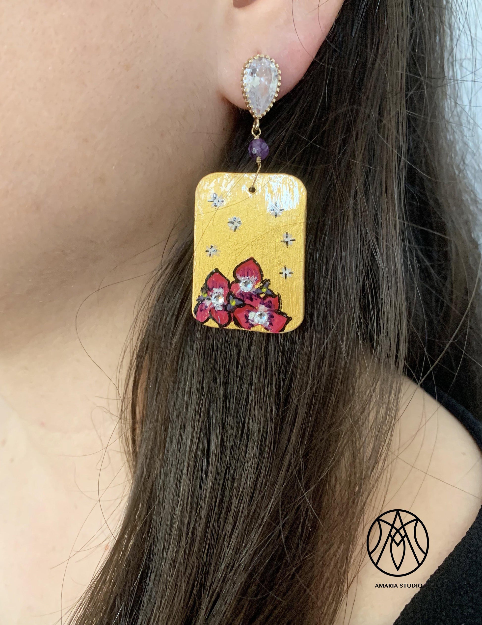 Orchid and Stars Earrings - Amaria Studio