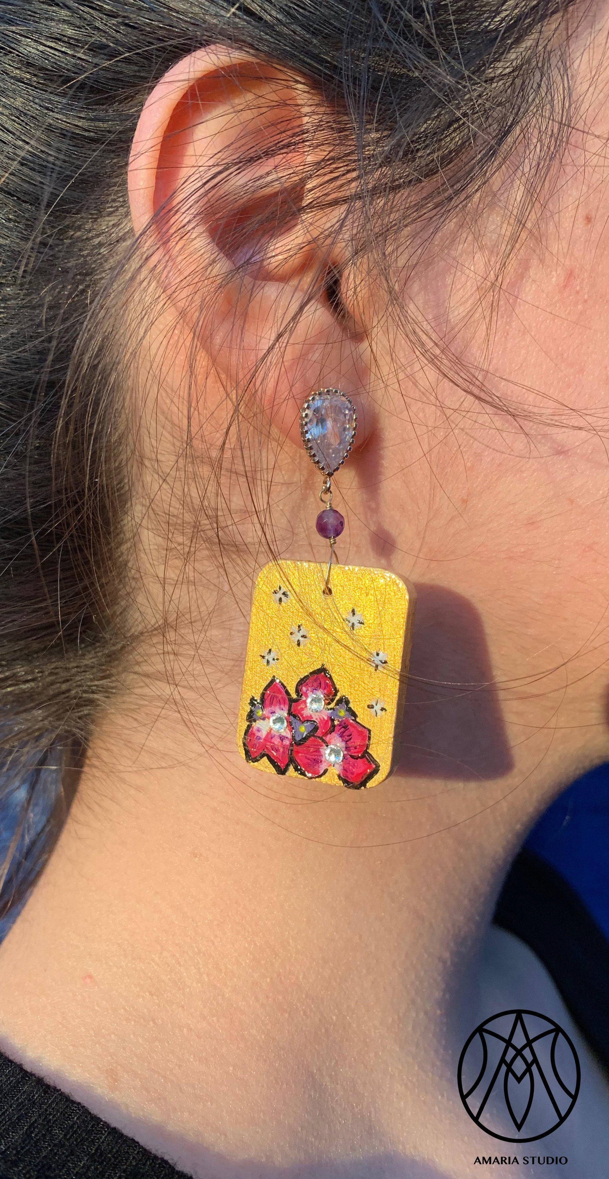 Orchid and Stars Earrings - Amaria Studio