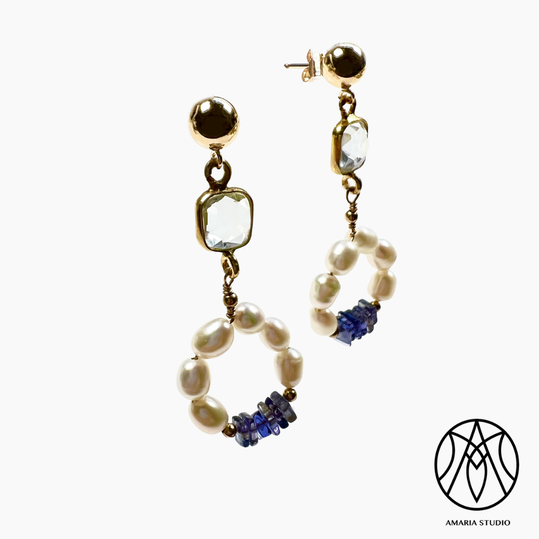 Pearl iolite earrings - Amaria Studio
