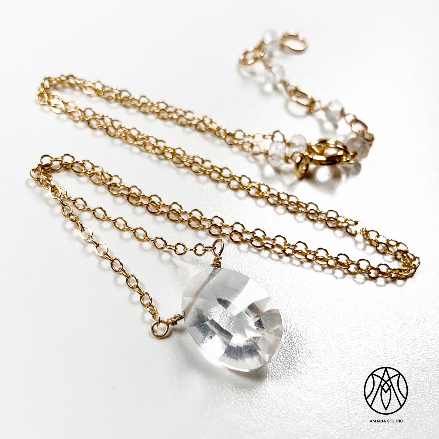 Rock crystal, white topaz necklace - Amaria Studio