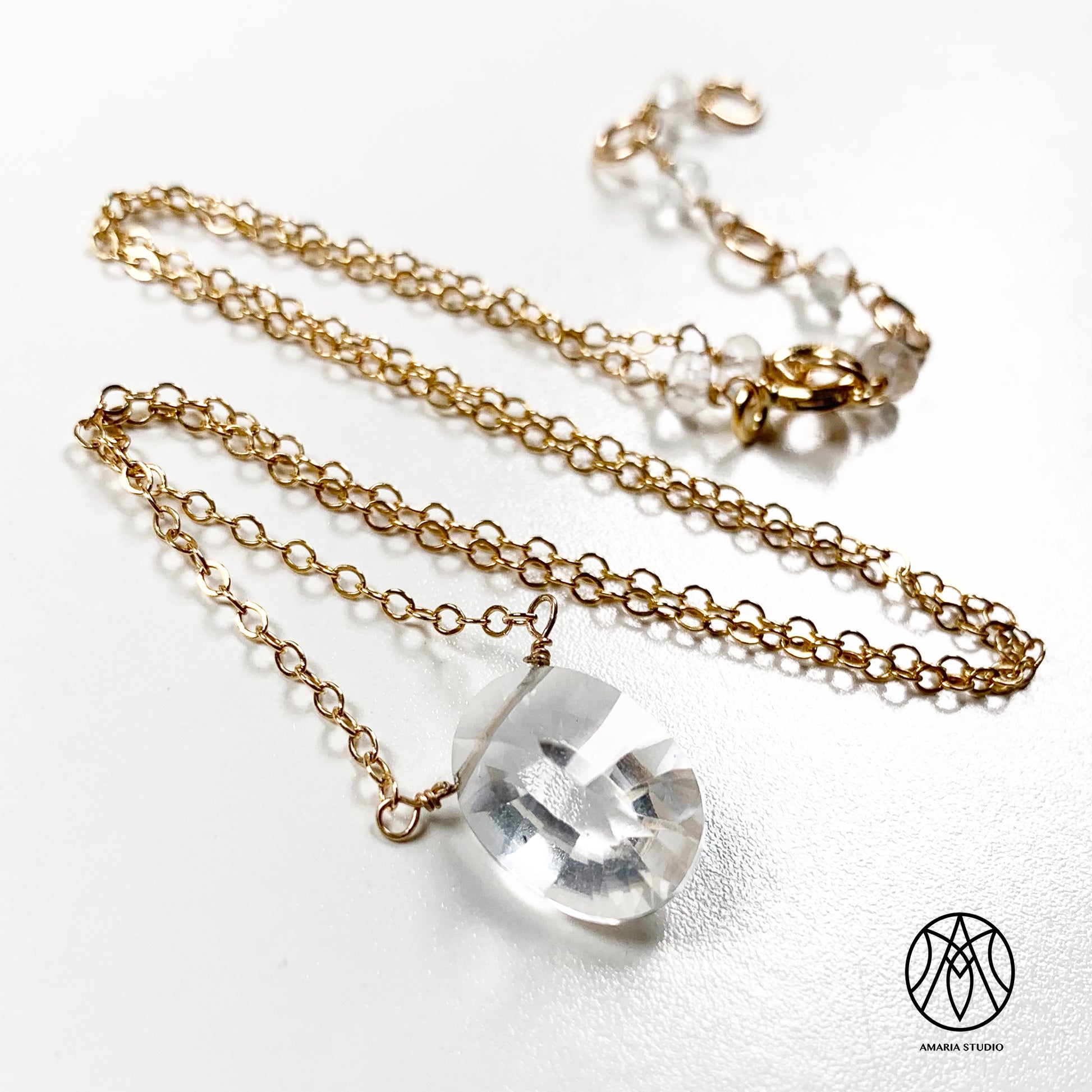 Rock crystal, white topaz necklace - Amaria Studio