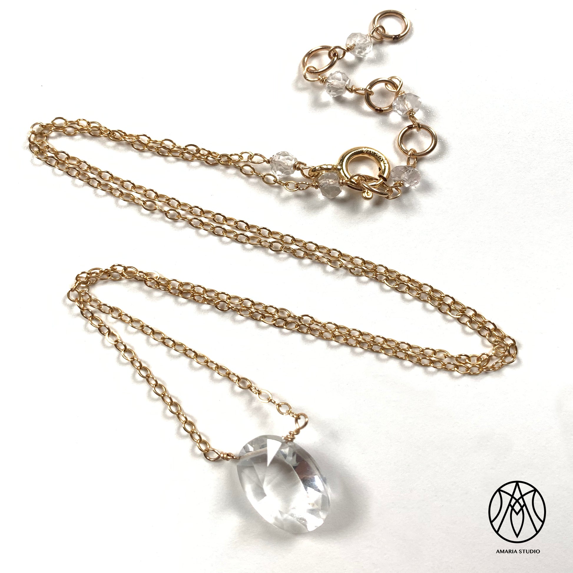 Rock crystal, white topaz necklace - Amaria Studio