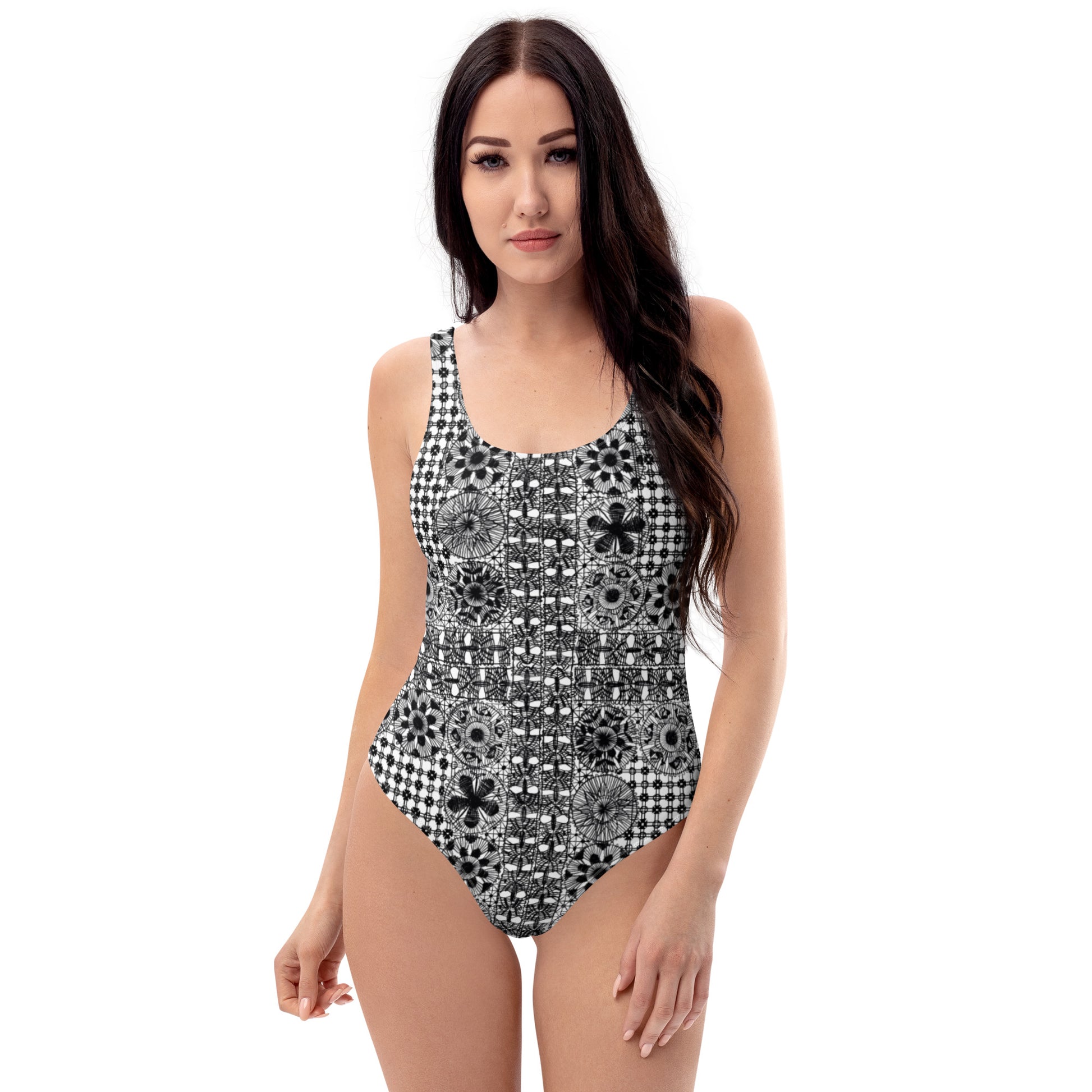 N!anduti lace print one piece swimsuit