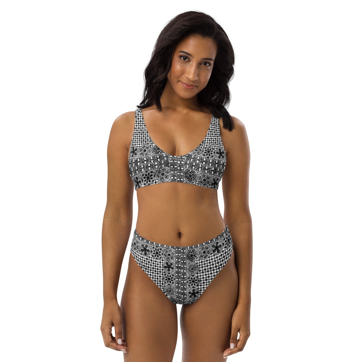 Ñanduti lace print high-waisted bikini - Amaria Studio