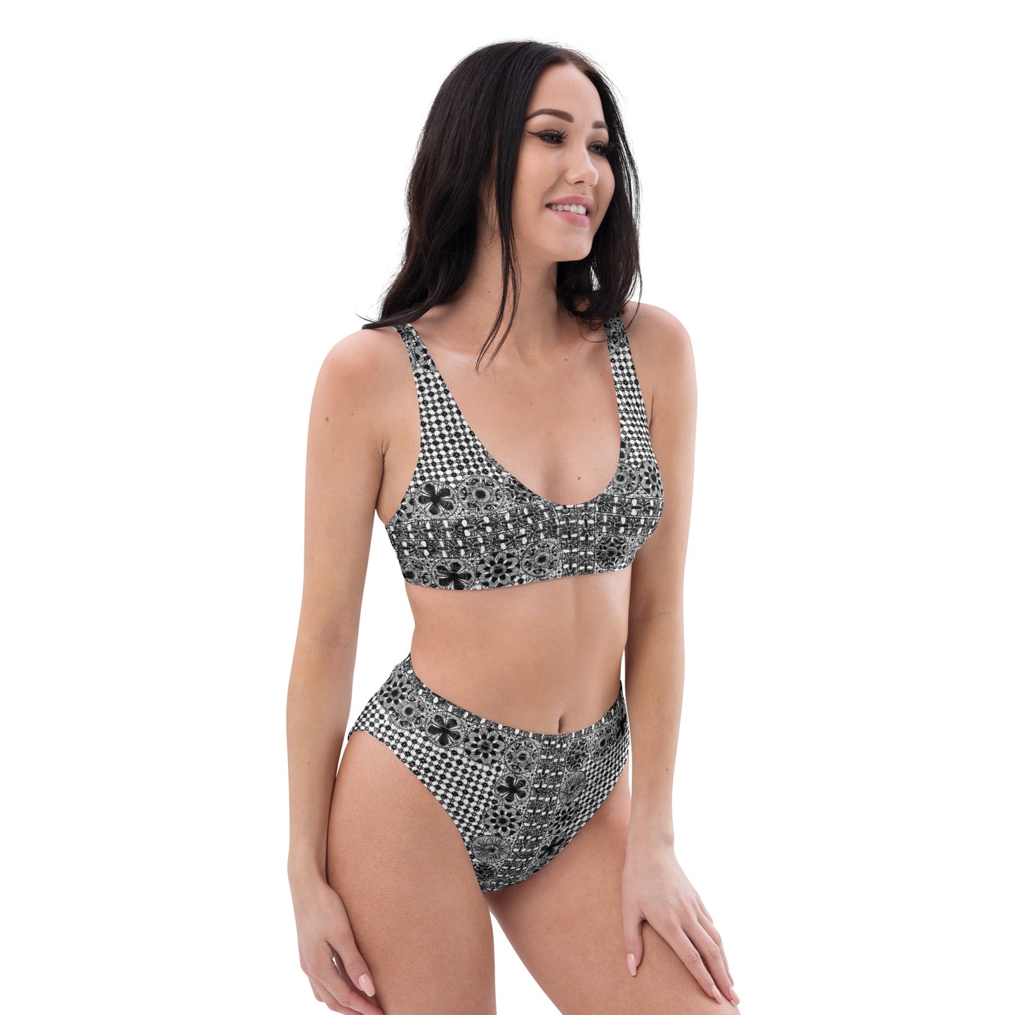 Ñanduti lace print high-waisted bikini - Amaria Studio