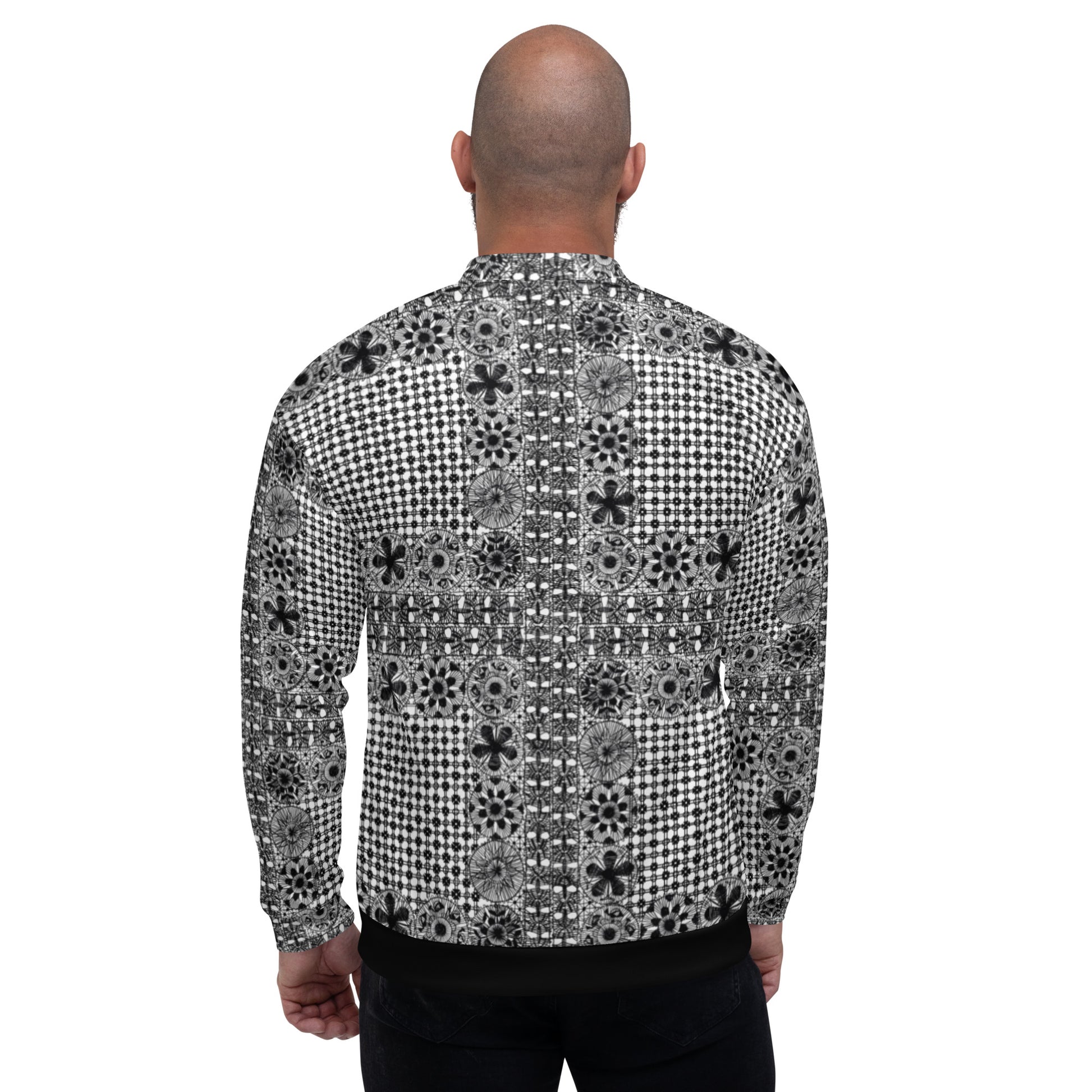 Black Ñanduti lace Unisex Bomber Jacket - Amaria Studio