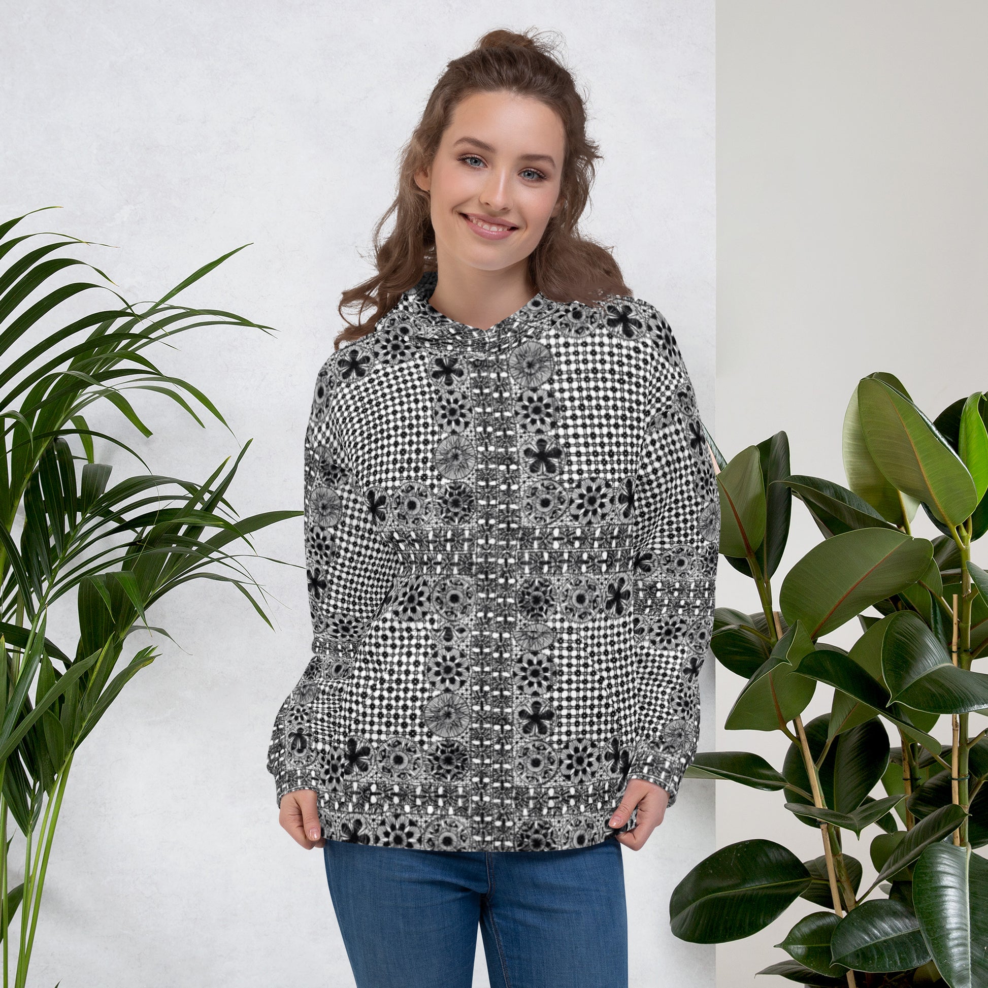 Ñanduti lace print Unisex Hoodie - Amaria Studio