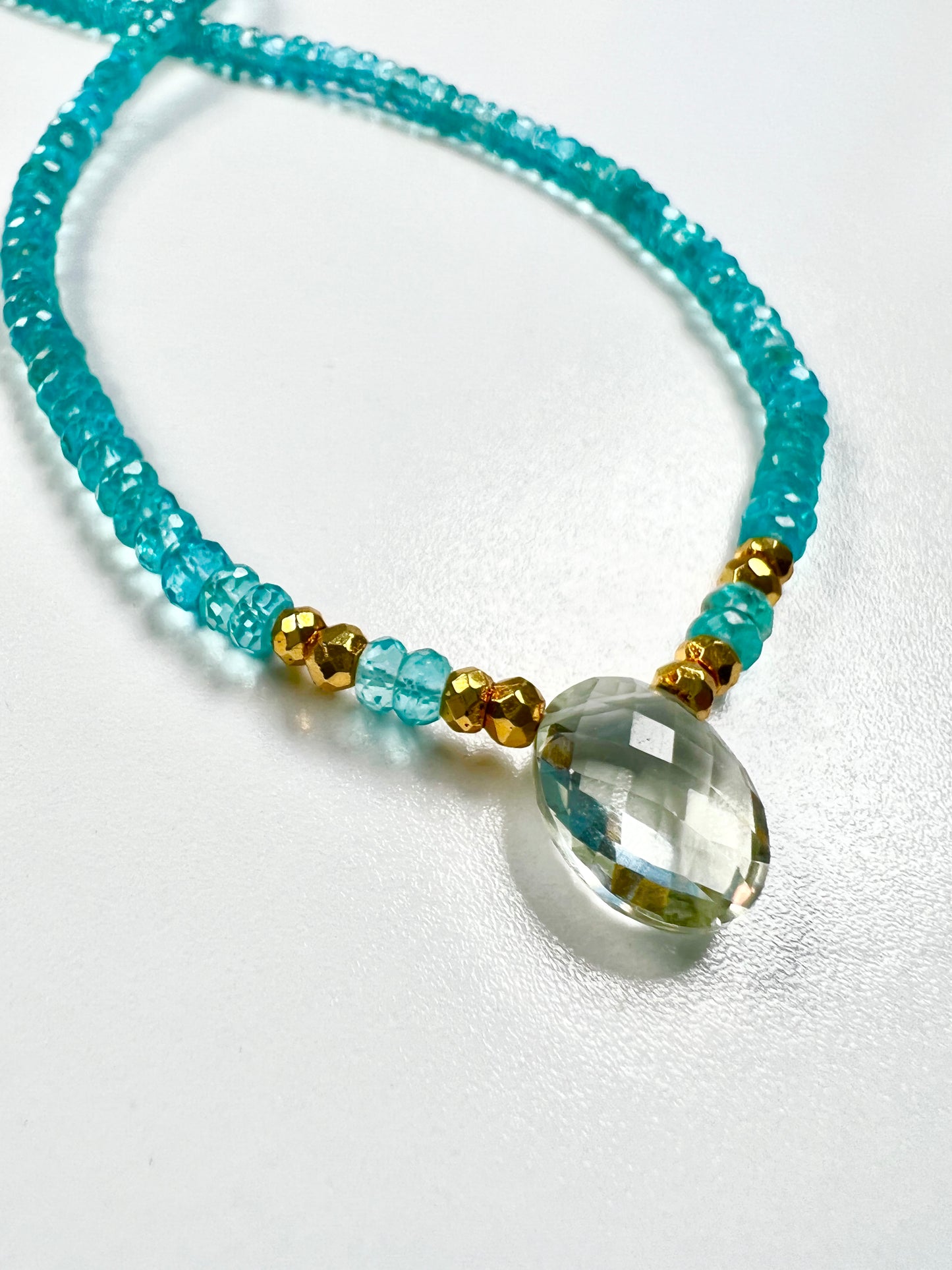 Beaded apatite green amethyst Necklace | Apatite Choker | Apatite and green amethyst jewelry |  Beaded layering - Amaria Studio