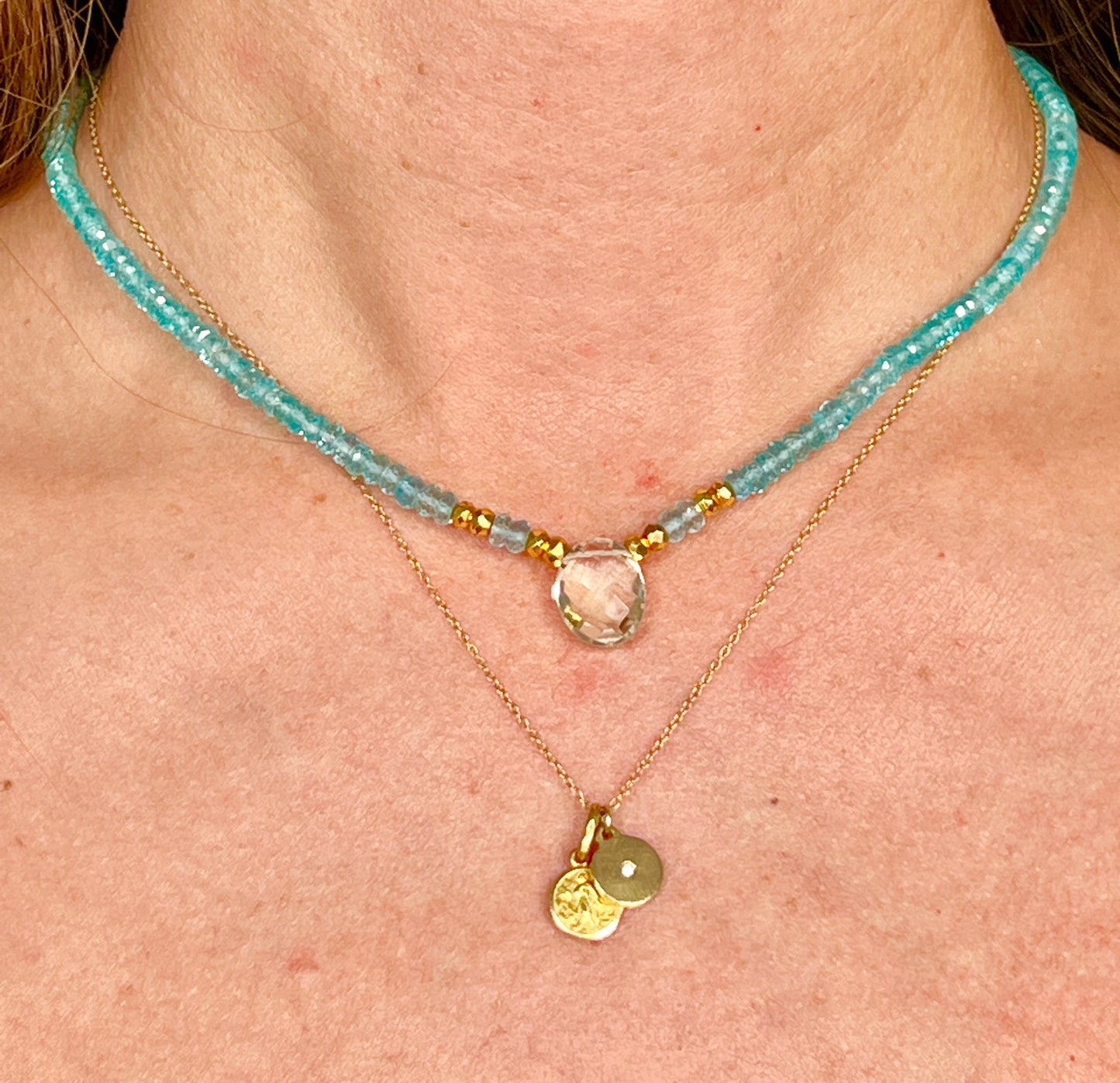Beaded apatite green amethyst Necklace | Apatite Choker | Apatite and green amethyst jewelry |  Beaded layering - Amaria Studio