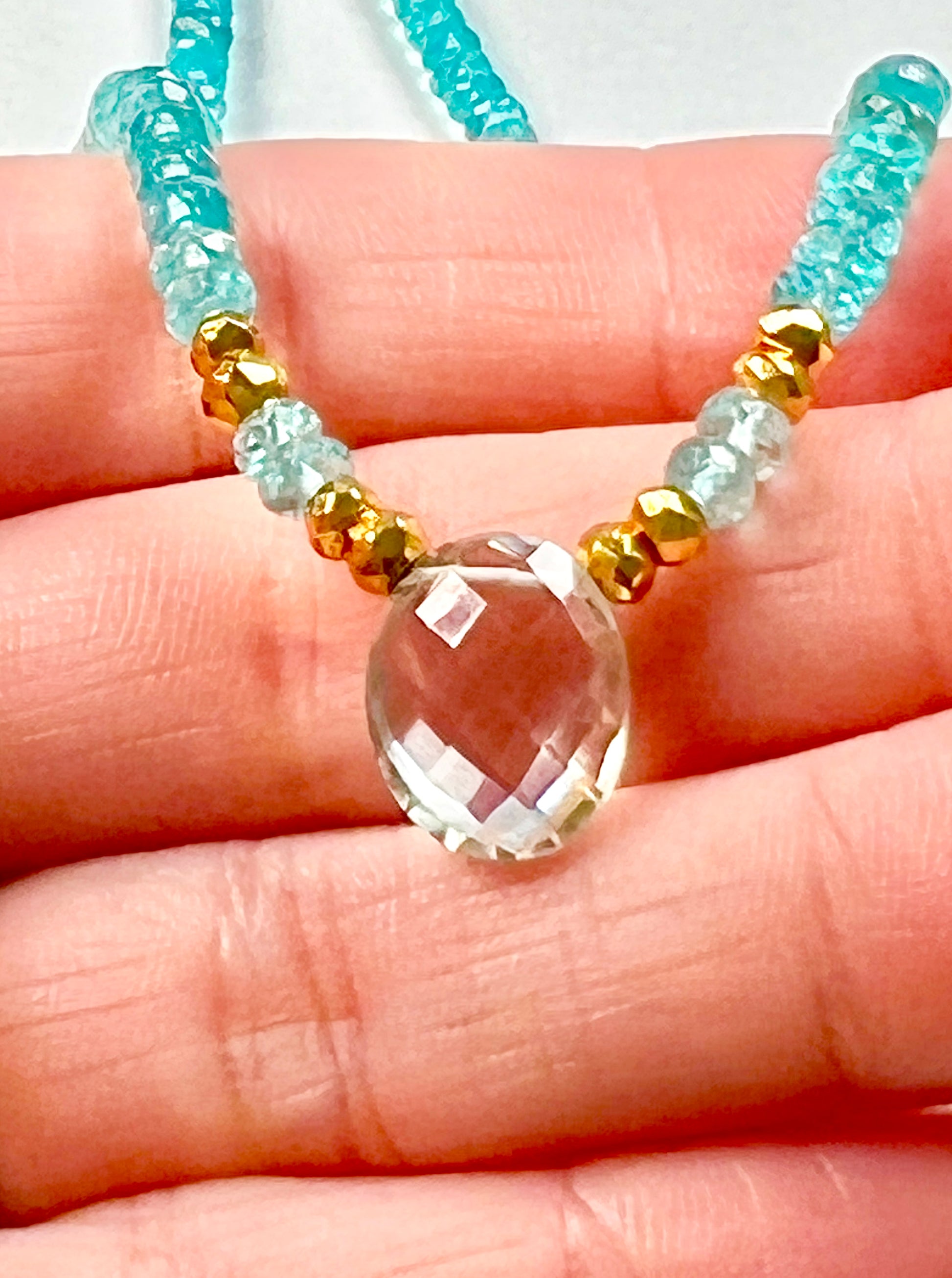 Beaded apatite green amethyst Necklace | Apatite Choker | Apatite and green amethyst jewelry |  Beaded layering - Amaria Studio