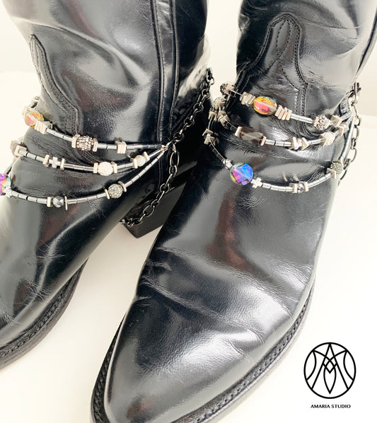 Hematite smoky quartz boot jewelry - Amaria Studio