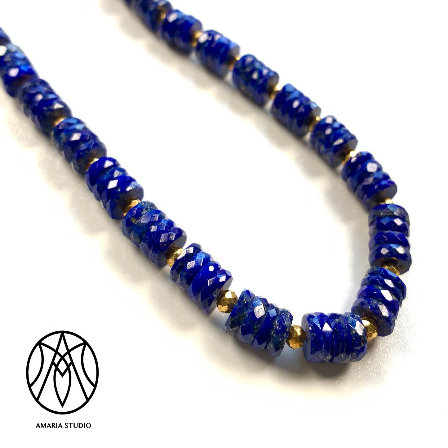 Lapis lazuli faceted heishi necklace - Amaria Studio