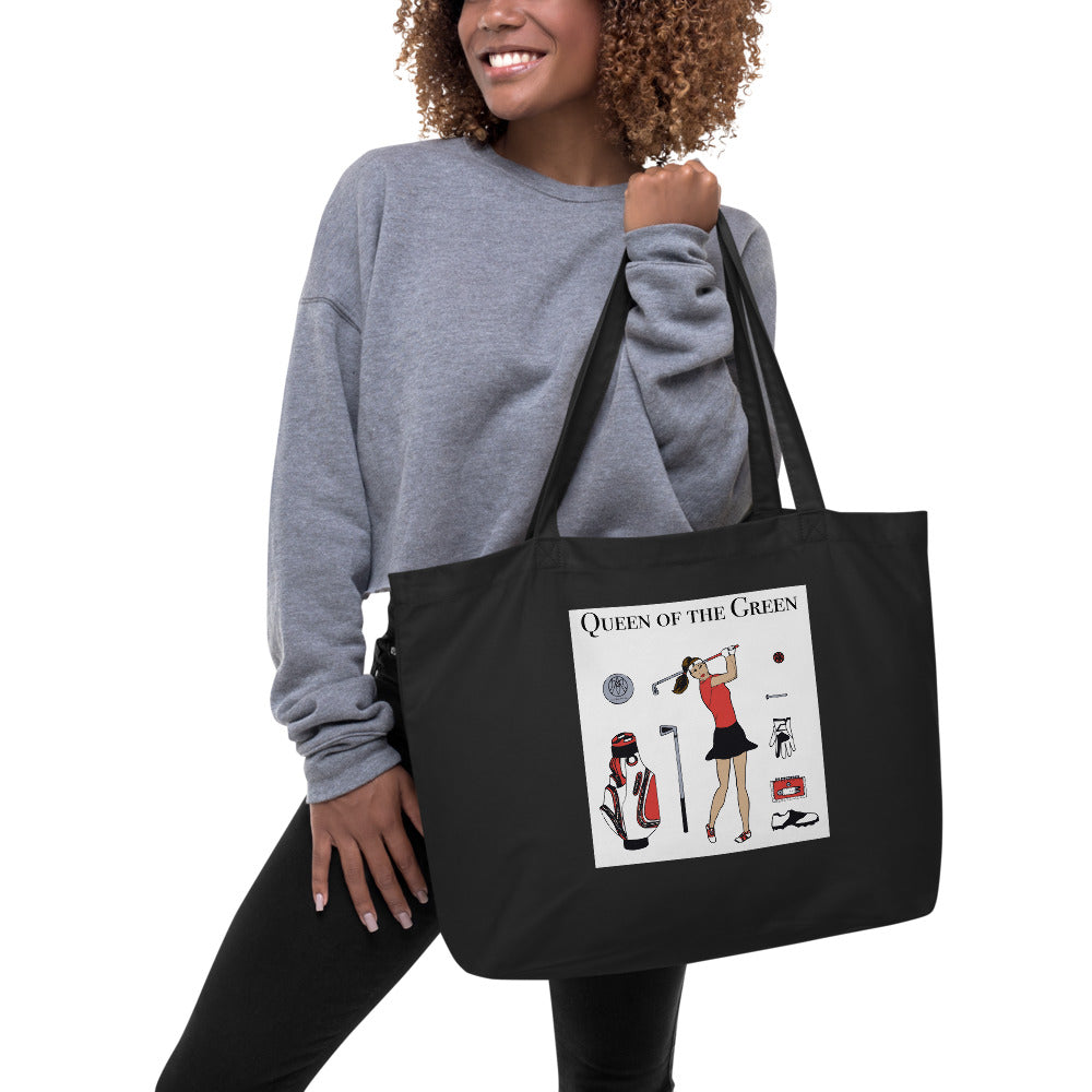 Large organic golf girl tote bag, Queen of the Green - Amaria Studio