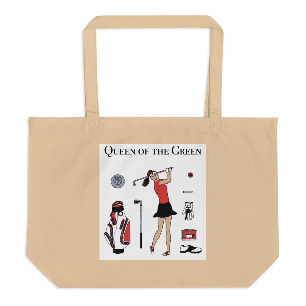 Large organic golf girl tote bag, Queen of the Green - Amaria Studio