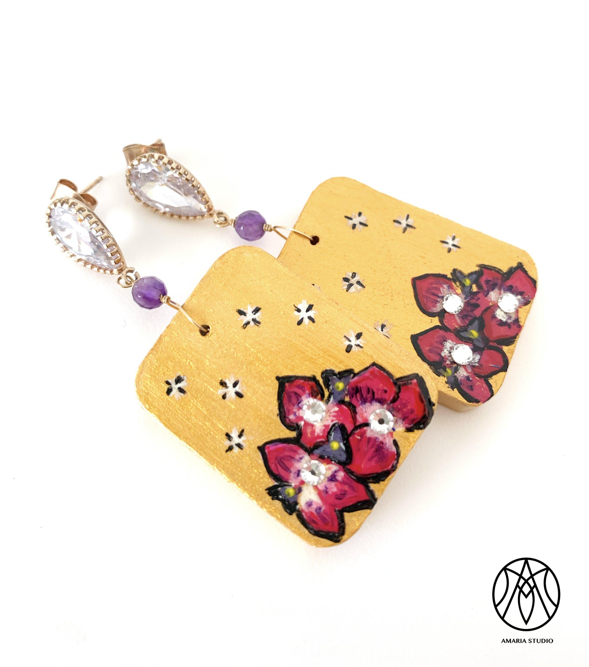 Orchid and Stars Earrings - Amaria Studio