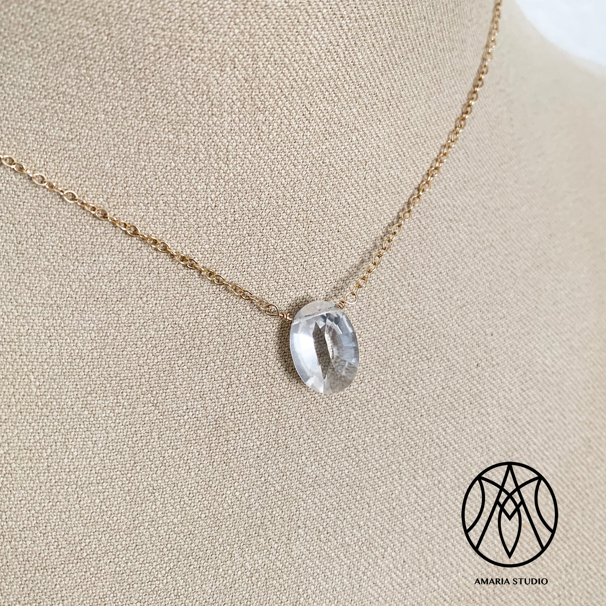 Rock crystal, white topaz necklace - Amaria Studio