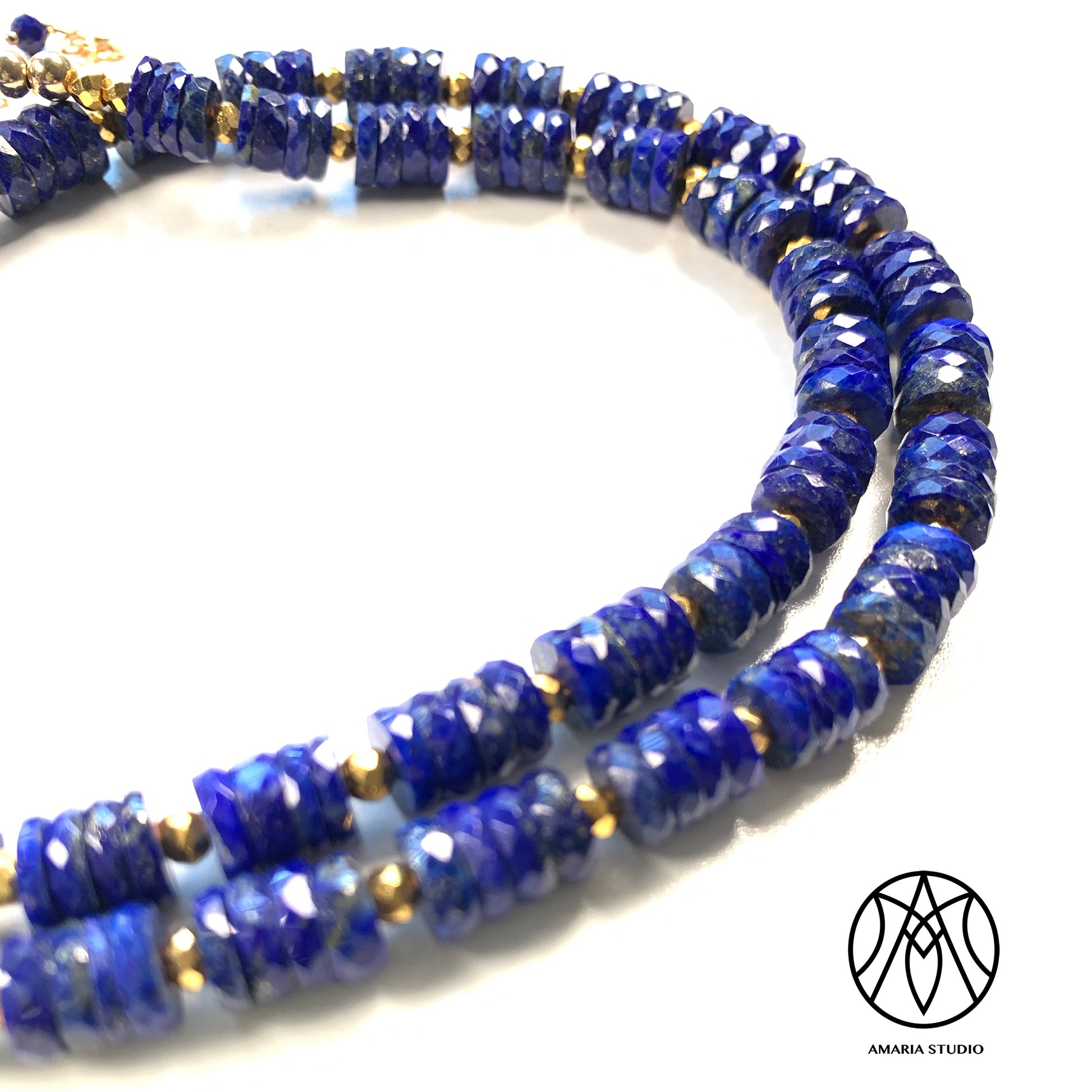 Lapis lazuli faceted heishi necklace - Amaria Studio