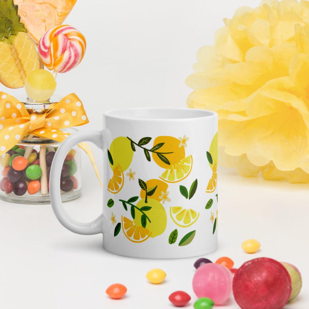 Lemons white glossy mug - Amaria Studio