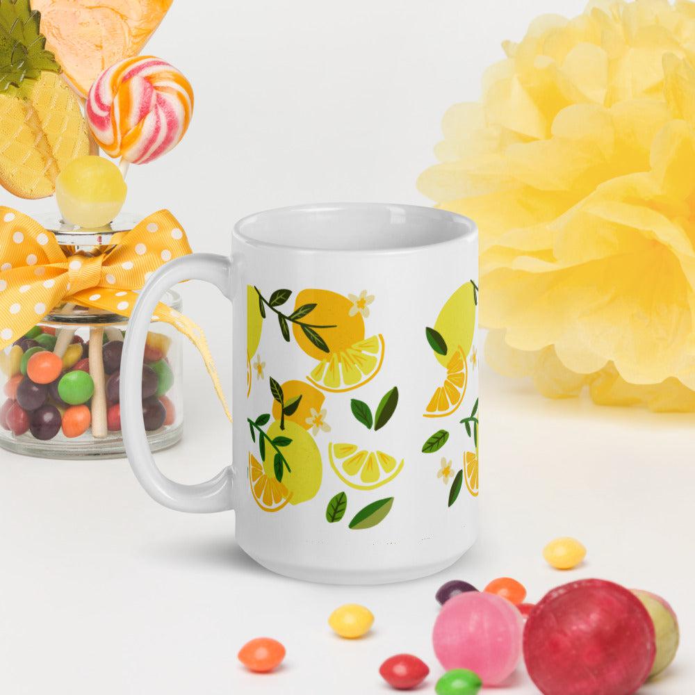 Lemons white glossy mug - Amaria Studio